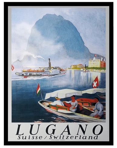 Lugano poster with boats